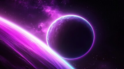 Fototapeta premium Stunning Cosmic Scene Featuring a Glowing Planet and Vibrant Space Background