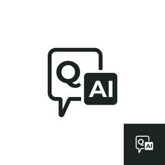 Question and answer with AI icon isolated on white background. Vector illustrations are made with vector-based software, not AI generated results.