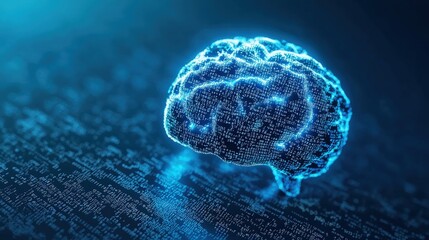 Innovative Concept of a Digital Brain with Binary Code Visuals