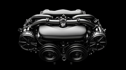 High-Performance Engine Design with Sleek Black Finish and Modern Aesthetics