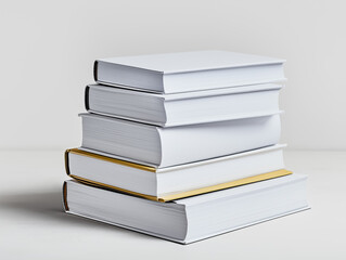 Stack of books with the top book being yellow