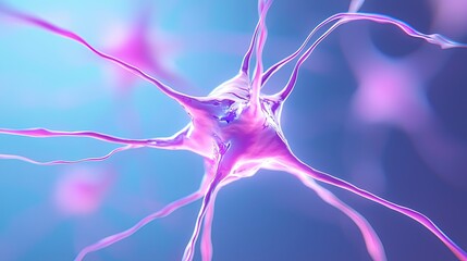 Stunning Close-Up of a Vibrant Neuron Under Microscope Illumination