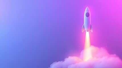 Fototapeta premium Colorful Rocket Launching into a Dreamy Cosmic Background