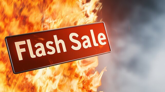 Eye-Catching Flash Sale Sign Surrounded by Fiery Flames for Promotions