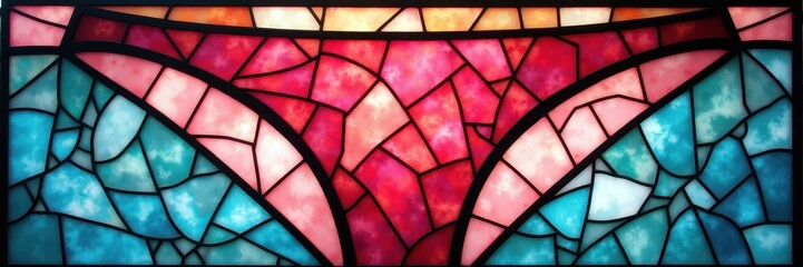 A vibrant stained glass design depicting a colorful bikini, ideal for summer themes, swimwear promotions, or beach-related projects.