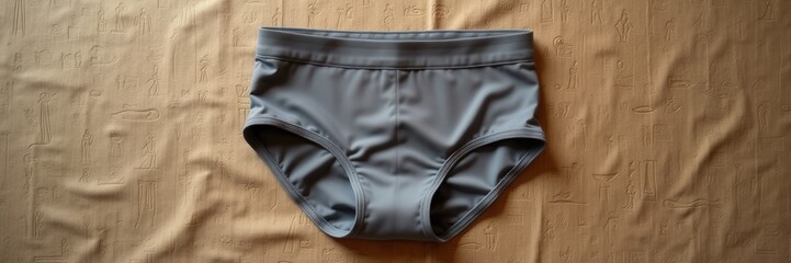 Stylish gray swim briefs on a textured background, ideal for fashion, swimwear design, or e-commerce marketing.