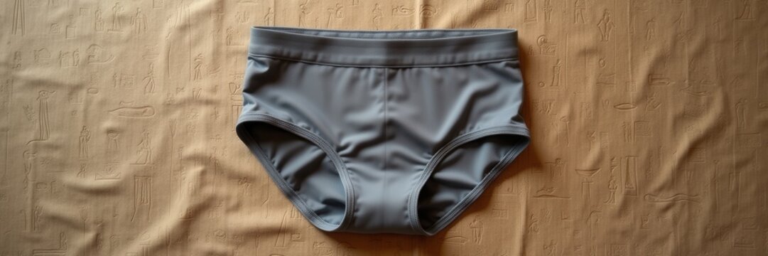 Stylish gray swim briefs on a textured background, ideal for fashion, swimwear design, or e-commerce marketing.