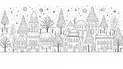 Fototapeta premium Christmas Holiday Coloring Page for Creative Fun for children to color