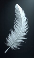 A beautifully detailed white feather against a dark backdrop, symbolizing purity and lightness, perfect for creative and elegant designs.