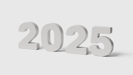 New challenges and opportunities. 2025 strategy and success plan, vision and goals. 3D 2025 on white background. 3D illustration