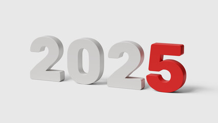 New challenges and opportunities. 2025 strategy and success plan, vision and goals. 3D 2025 on white background. 3D illustration