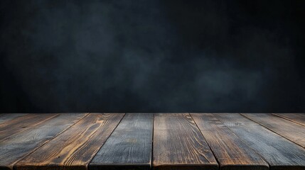Rustic Wooden Table Against a Dark Background for Creative Projects