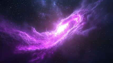 Fototapeta premium Ethereal Cosmic Cloud with Vibrant Purple Hues Illuminating the Night Sky
