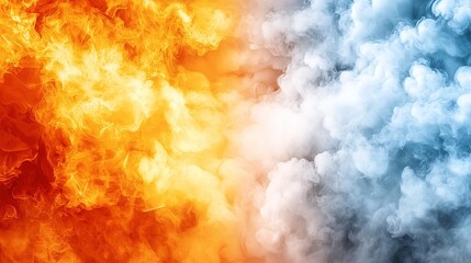 Obraz premium Dynamic Contrast of Fire and Ice Creating a Stunning Visual Effect