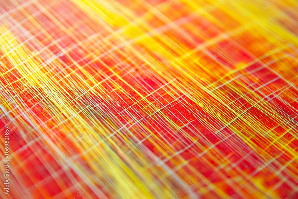 Aufkleber abstract pattern of yellow red lines raw data technology