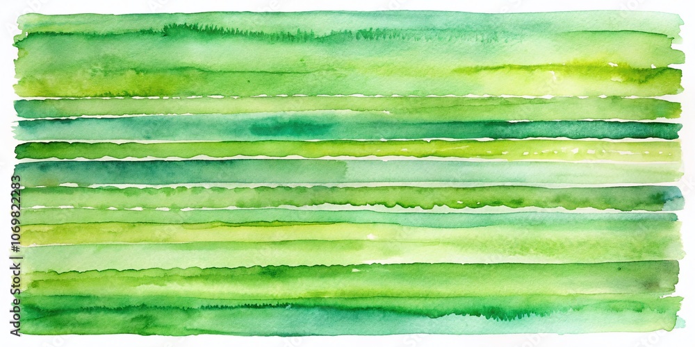 Poster watercolor green background with hand-drawn horizontal lines texture - a serene vector pattern for a