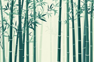 A stylized illustration of a bamboo forest with tall stalks and leaves