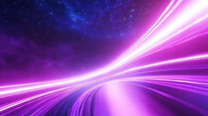 Vibrant Purple Light Trails Against a Starry Cosmic Background