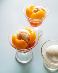 ice cream with peach in a creme fraiche