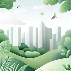 Gardinen Serene Urban Landscape Blending Nature and Modern Architecture in Harmony © Volodymyr Skurtul
