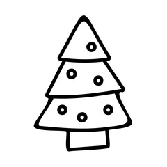 Christmas tree doodle vector icon.