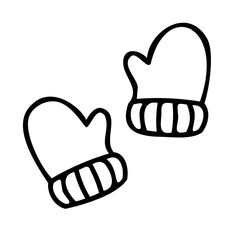 Doodle vector icon of gloves.