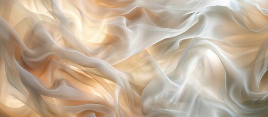 Obraz premium A white smooth silk fabric with a pattern of swirls and lines