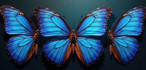 Stunning close-up of vibrant blue butterflies, perfect for nature-themed projects, fashion, or artistic designs, showcasing beauty and transformation.