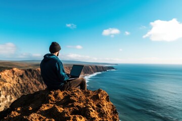 Transform your workcation embrace remote productivity on a scenic cliffside