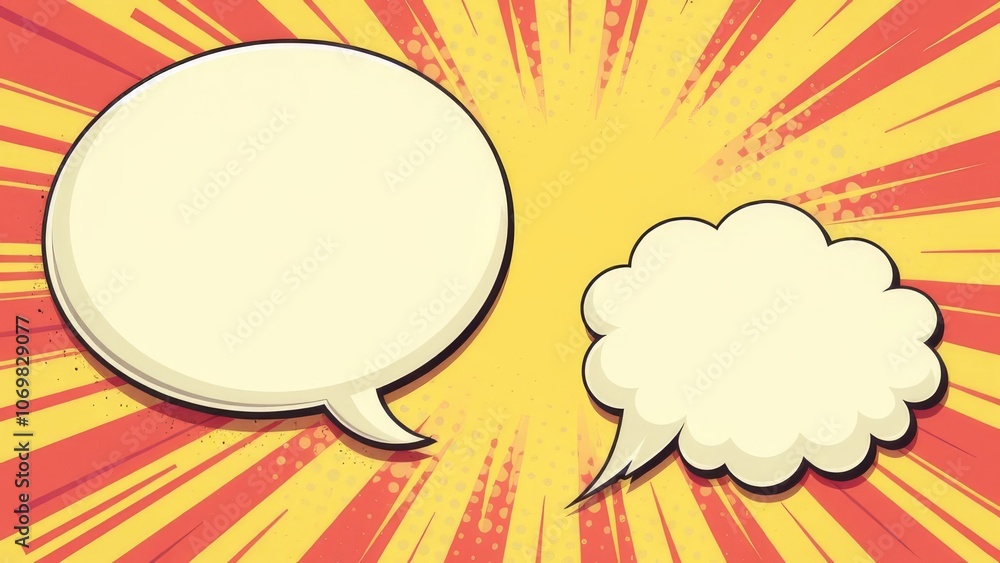 Poster two speech bubbles on a colorful background