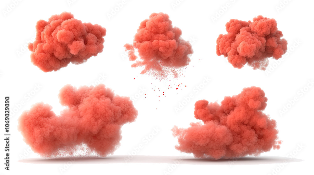 Aufkleber red smoke clouds collection isolated on a transparent background generative ai