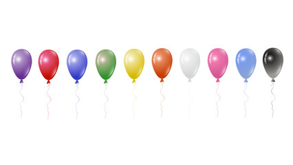 Set of 10 colorful balloons with light shadows and golor gradient
