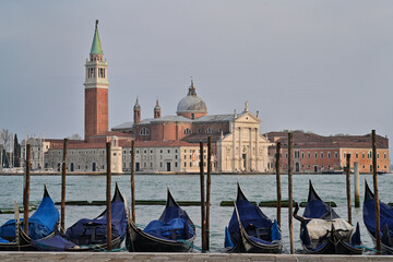 Venedig - Gondeln und Blick auf San Giorgio