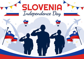 Obraz premium Slovenia Independence Day Vector Illustration Celebrating 26 December with a Waving Flag Design in a Flat Style Background National Unity Holiday