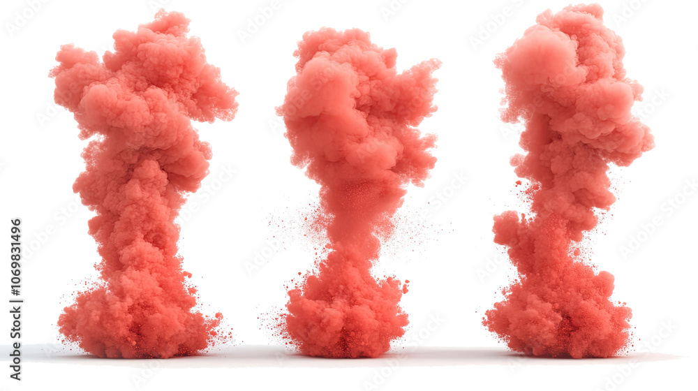 Poster red smoke clouds on transparent background generative ai