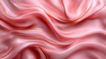 Obraz premium Delicate Pink Chiffon Fabric with Subtle Gold Accents – Ethereal and Flowing Design Perfect for Fashion, Luxury, and Elegant Creative Projects with a Refined, Romantic, and Feminine Aesthetic