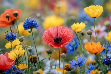 Fototapeta premium Colorful Wildflowers in a Field.