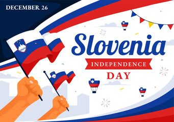 Slovenia Independence Day Vector Illustration Celebrating 26 December with a Waving Flag Design in a Flat Style Background National Unity Holiday