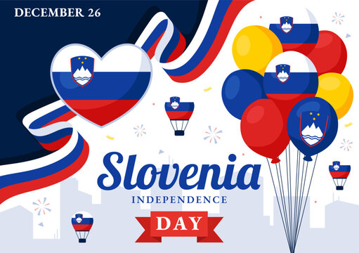 Slovenia Independence Day Vector Illustration Celebrating 26 December with a Waving Flag Design in a Flat Style Background National Unity Holiday
