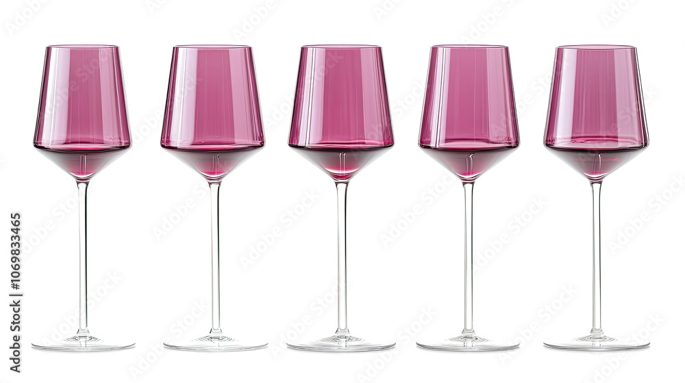 Poster elegant red wine glasses arranged in a line on a clear backdrop generative ai