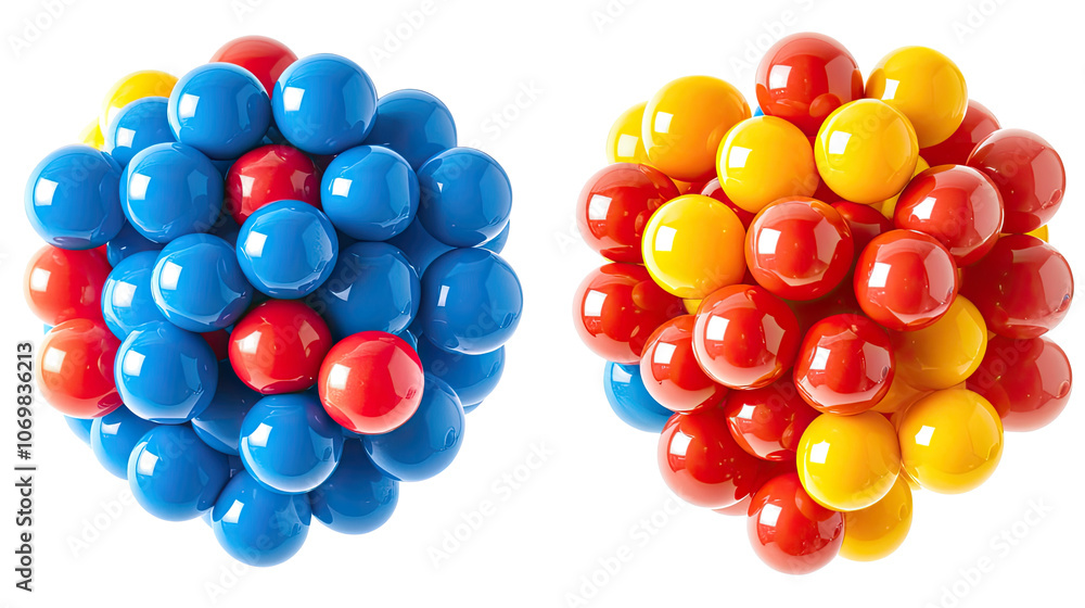Poster colorful round spheres collection isolated on a transparent background generative ai