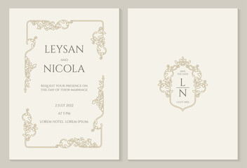 Elegant invitation in classic design.  Save the date card.