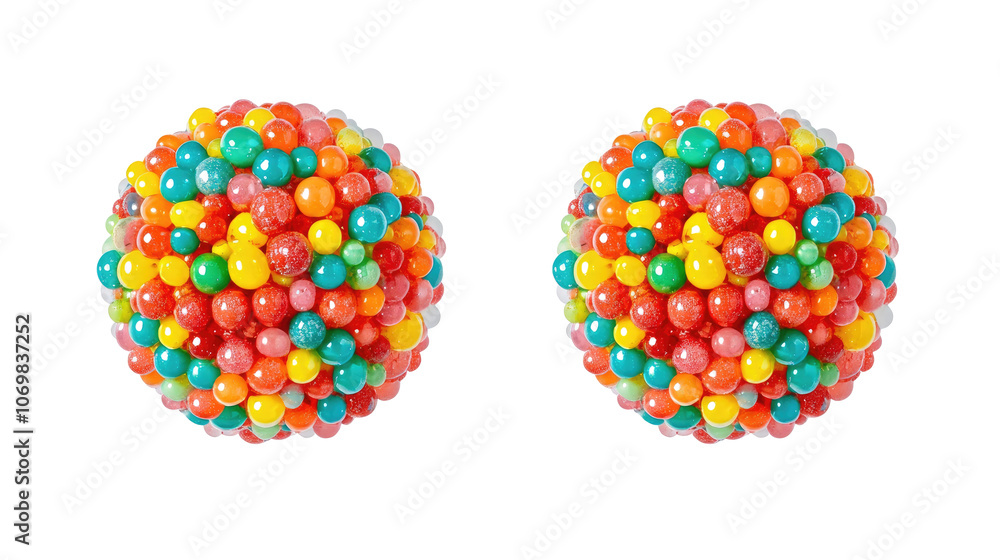 Poster colorful round objects displayed isolated on a transparent background generative ai