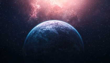 Obraz premium A stunning view of a planet in space with a colorful nebula background.
