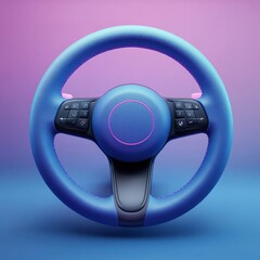 Futuristic Car Steering Wheel in Vibrant Colors