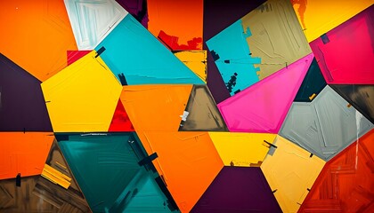 Fototapeta premium Colorful Abstract Geometric Pattern Background with Overlapping Shapes - Imagination Studio