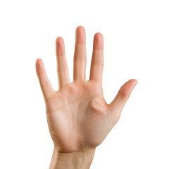 hand showing sign on transparent background, clipping path, png, 