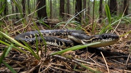 Obraz premium Grace in the Trees: The Louisiana Pine Snake's Forest Journey