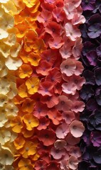 A vibrant display of colorful flowers, perfect for nature-themed projects, floral arrangements, or seasonal promotions.