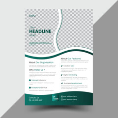 Vector corporate flyer design  multipurpose minimal and simple shape template with light green and dark green color combinations.